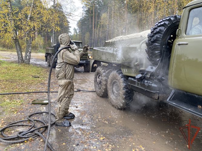 Рота РХБ защиты северского соединения Росгвардии вернулась с полевого выхода (видео)